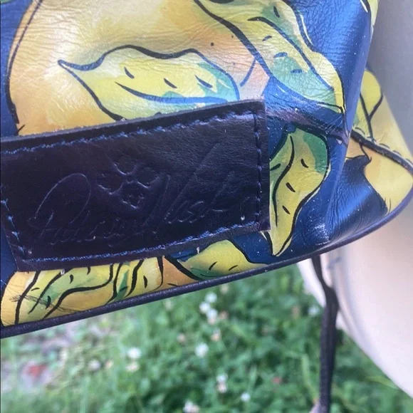 ๐๐๐๐๐Gorgeous patricia nash Lemon Print Drawstring Backpack navy blue . - Picture 7 of 14